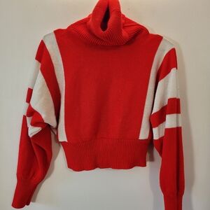 Vintage Rene De France Red And White Flowy Crop Sweater - S